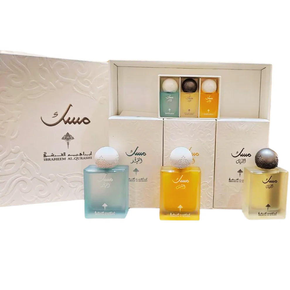 Musk Collection – Sun, Night & Dawn (3×75ml) + Mini Musk Box (3×10ml)