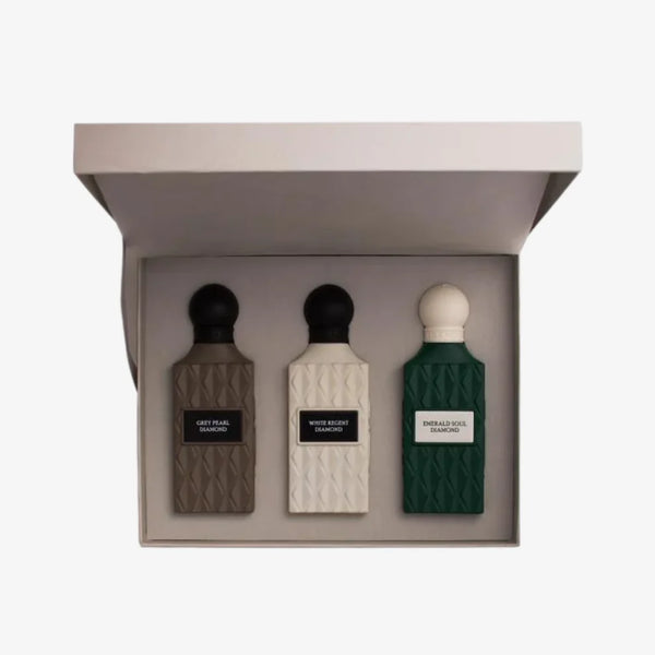 Grey Box – Ibrahim Al-Qurashi Diamond Collection unisex (3 × 75ml)